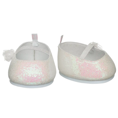 Weiße Glitzer-Ballerinas