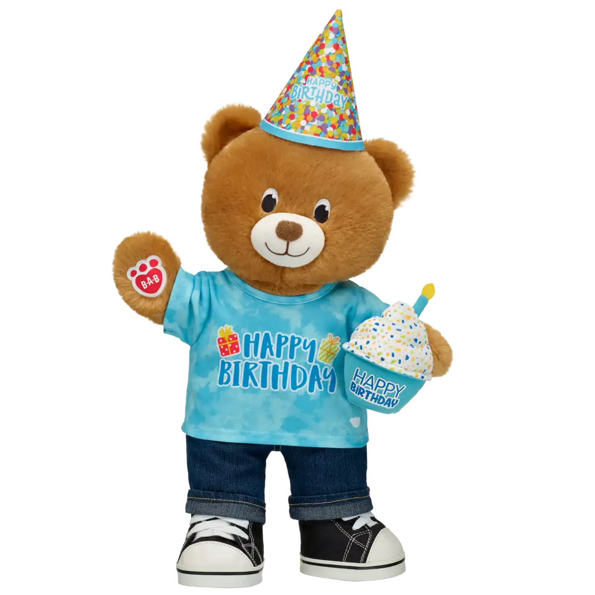 Blaues T-Shirt mit "Happy Birthday"