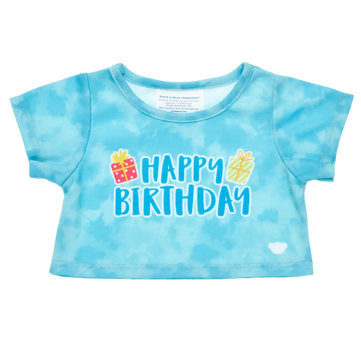 Blaues T-Shirt mit "Happy Birthday"